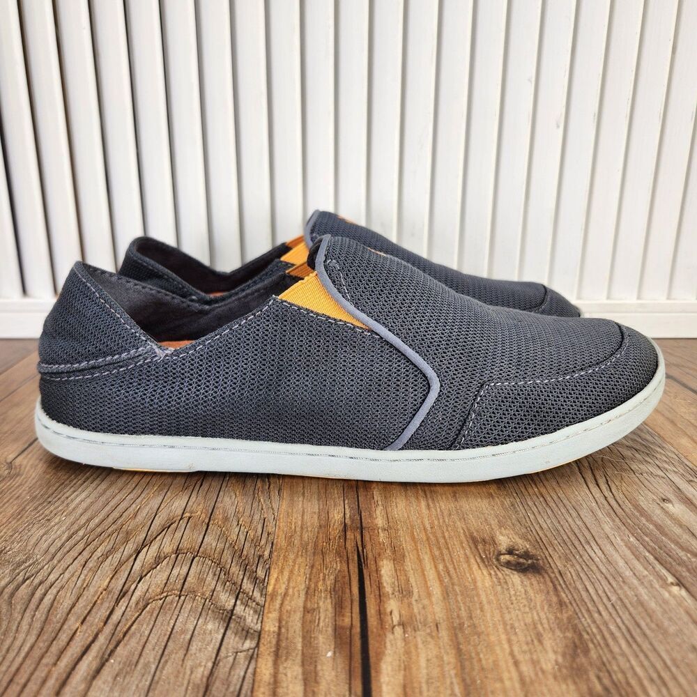 Olukai Nohea Mesh Mens Sz 9.5 Gray Slip On Mesh Dock Beach Casual Loafers Shoes
